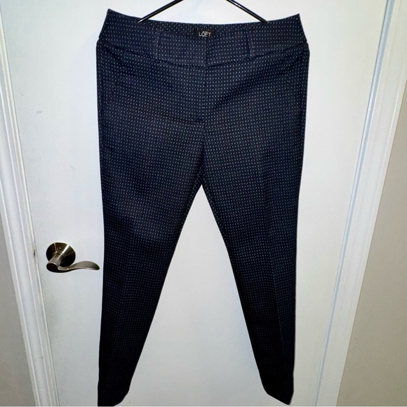 LOFT Navy Patterned Marisa Skinny Pants
